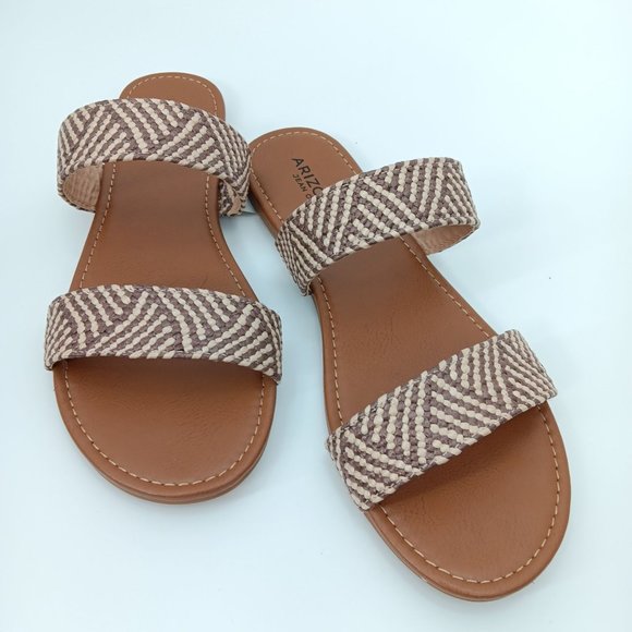 ARIZONA JEAN CO BROWN WOVEN SLIDE SANDALS SIZE 6M - Picture 12 of 14